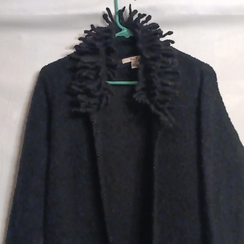 Free People Black Wool Blend Cardigan